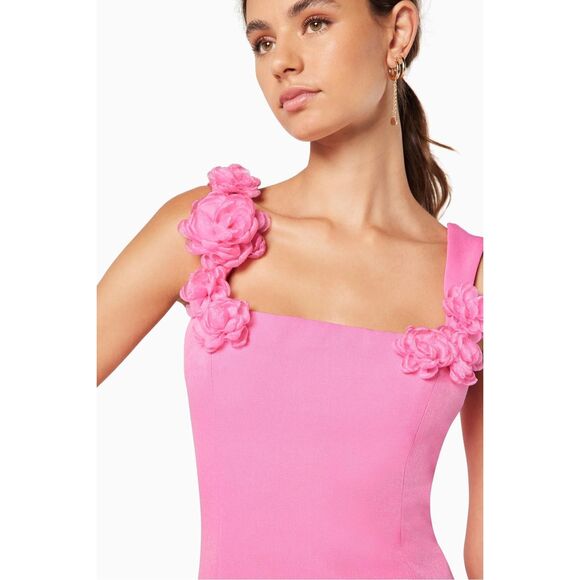 Elliatt Trompe 3D Floral Mini Dress Pink Wedding Cocktail Birthday size L NWT - Picture 3 of 6